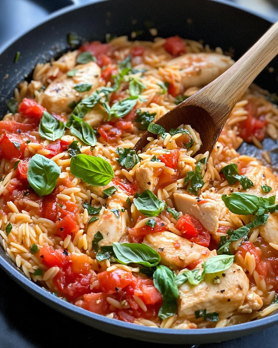 Classic Creamy Tomato Basil Chicken Orzo recipe image