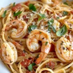 Homemade Creamy Tomato Basil Shrimp Pasta photo