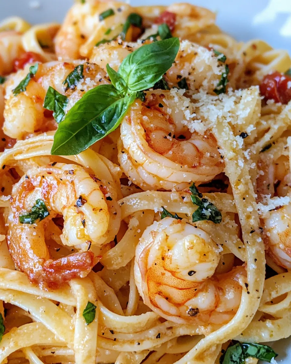 Classic Creamy Tomato Basil Shrimp Pasta image