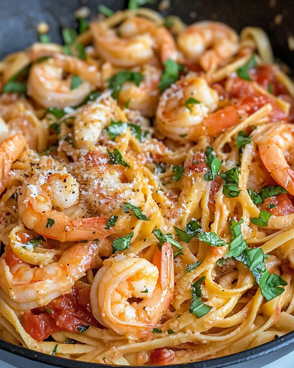 Easy Creamy Tomato Basil Shrimp Pasta recipe photo