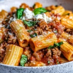 Homemade Creamy Tomato Beef Rigatoni recipe photo