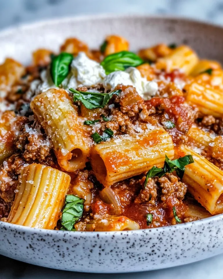 Homemade Creamy Tomato Beef Rigatoni recipe photo