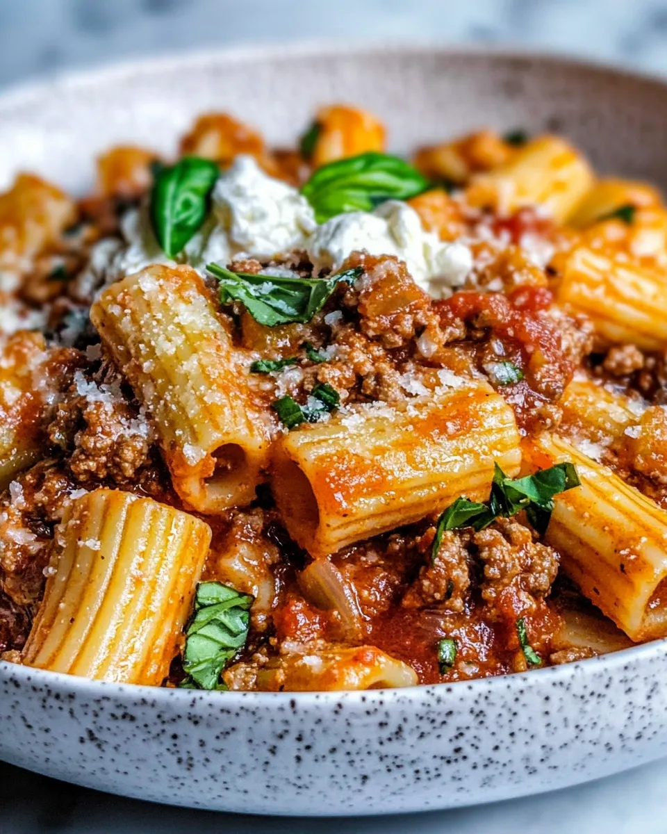 Homemade Creamy Tomato Beef Rigatoni recipe photo