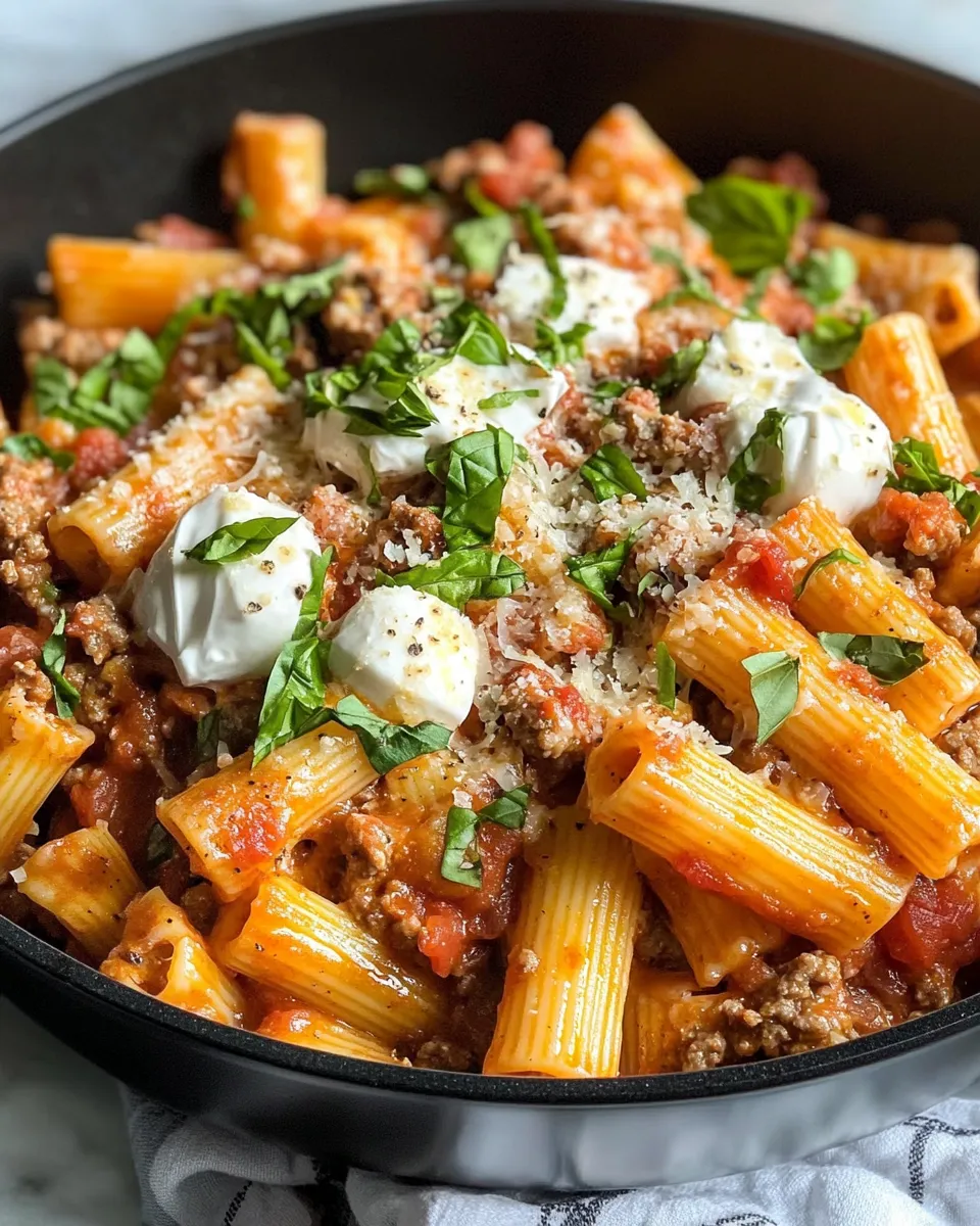 Delicious Creamy Tomato Beef Rigatoni picture