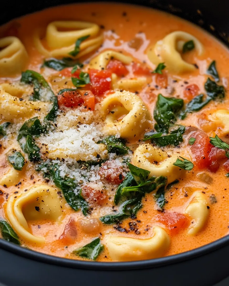 Classic Creamy Tortellini Spinach Tomato Soup dish photo