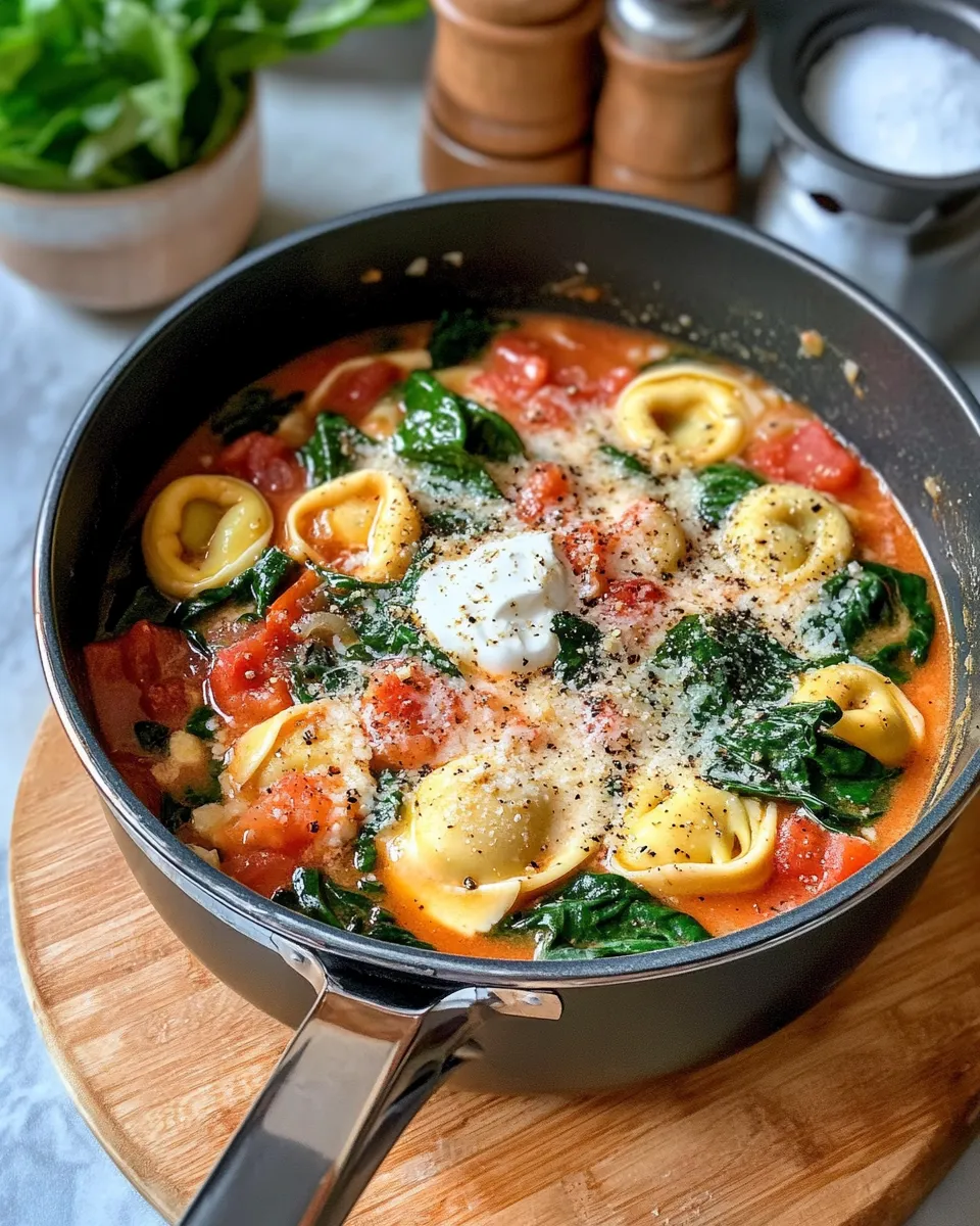 Delicious Creamy Tortellini Spinach Tomato Soup picture