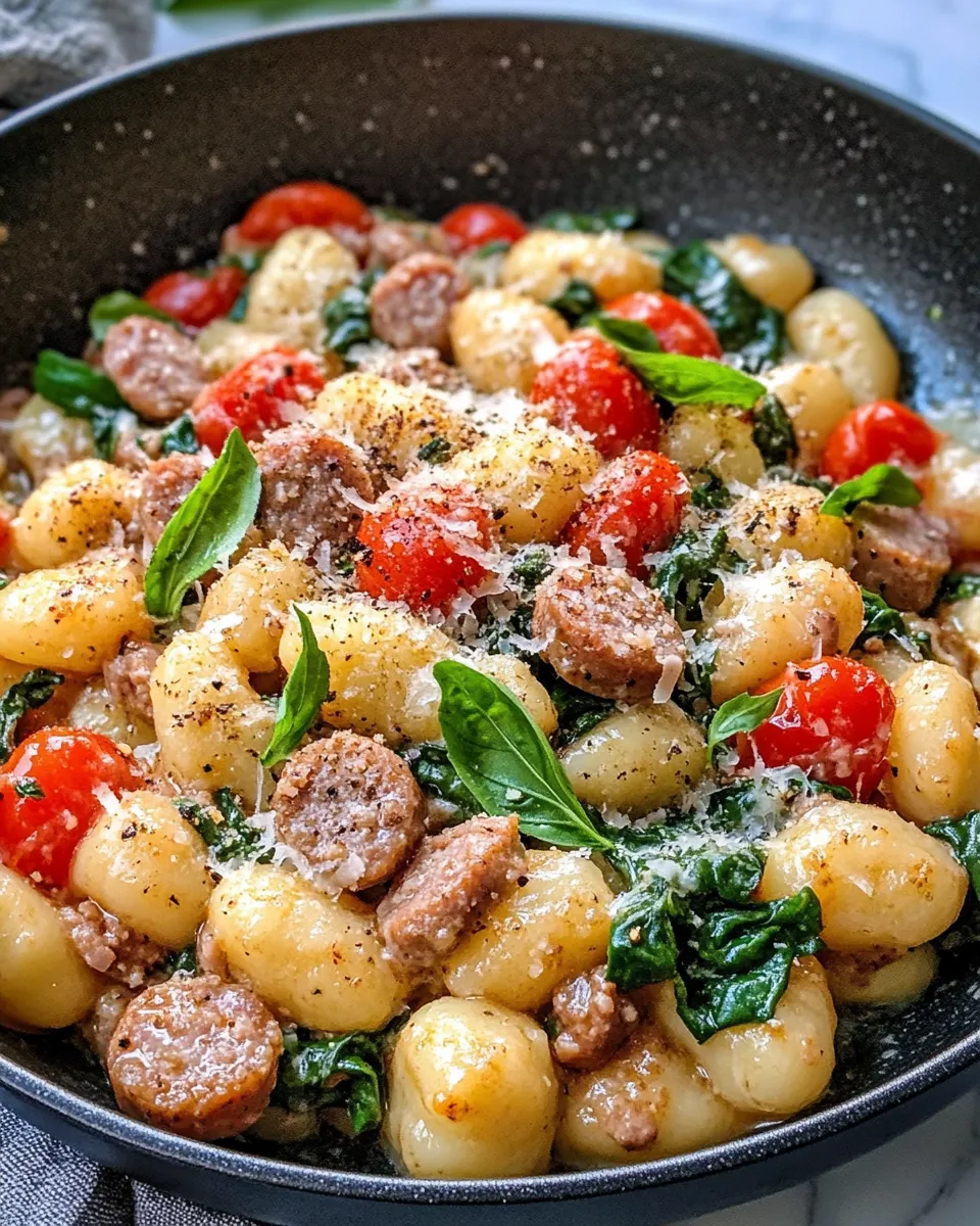 Easy Creamy Tuscan Sausage Gnocchi (Turkey) food shot