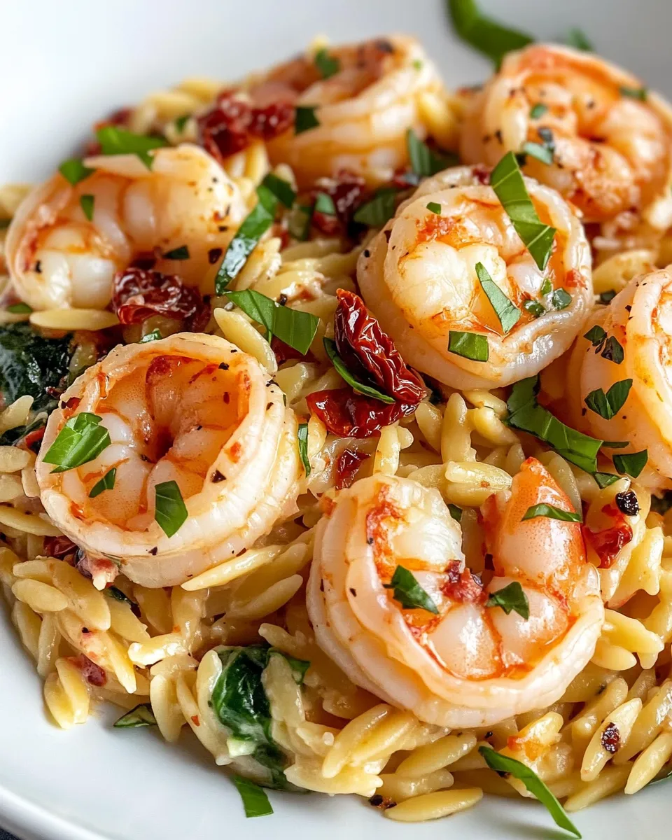 Classic Creamy Tuscan Shrimp Orzo dish photo