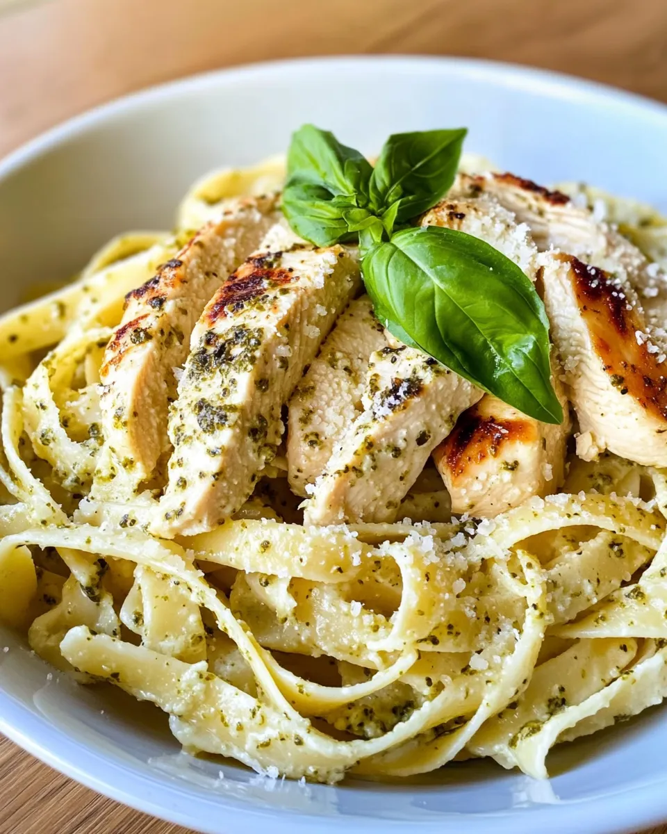 Easy Creamy White Pesto Chicken Pasta recipe photo