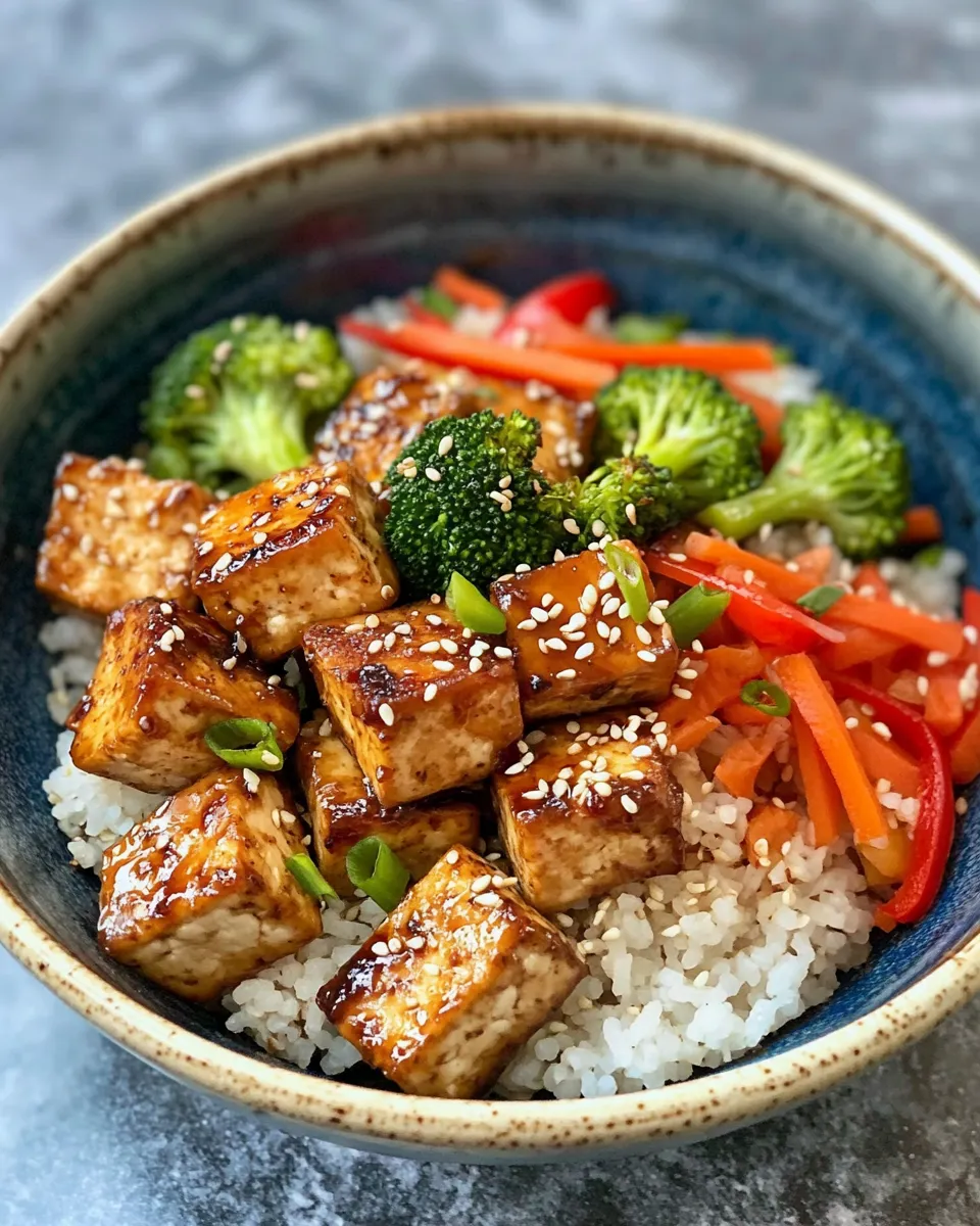 Healthy Crispy Sesame Ginger Tofu Bowls dish photo