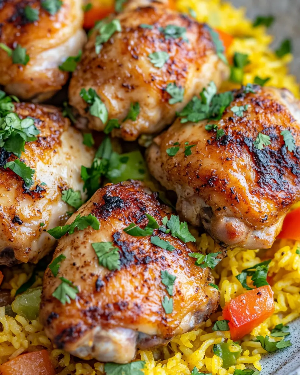 Classic Cuban Mojo Chicken with Yellow Rice dish photo