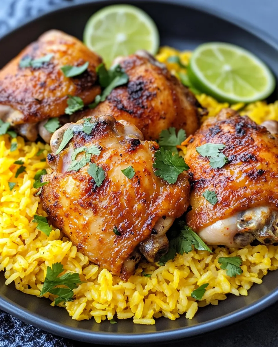 Easy Cuban Mojo Chicken with Yellow Rice food shot