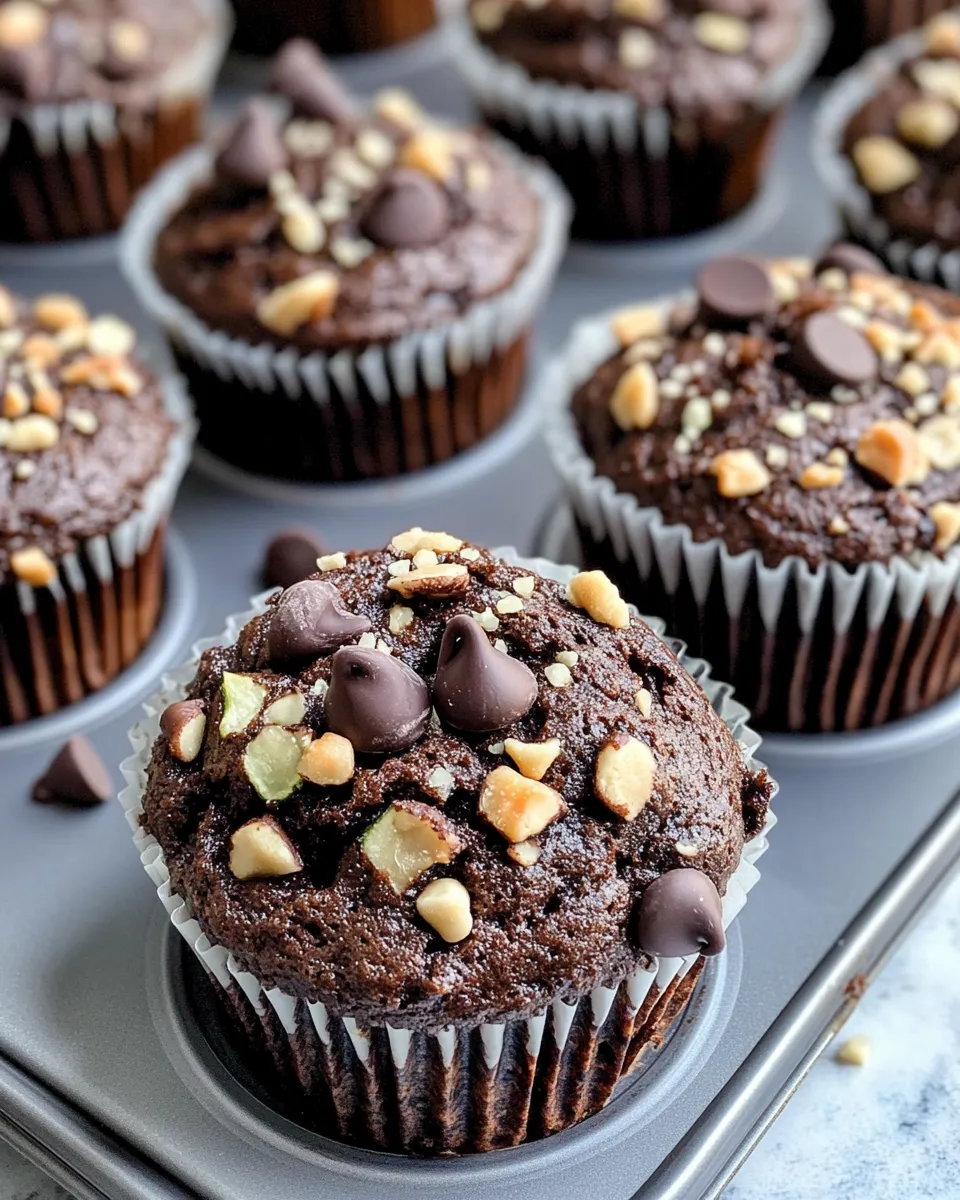 Easy Double Chocolate Zucchini Muffins food shot