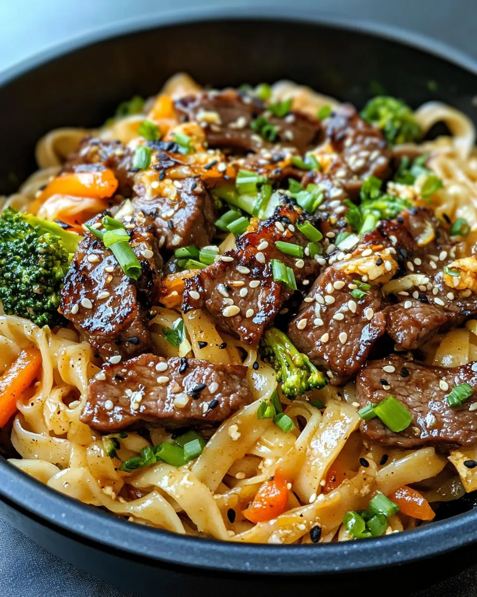 Homemade Garlic Black Pepper Beef Noodles recipe photo