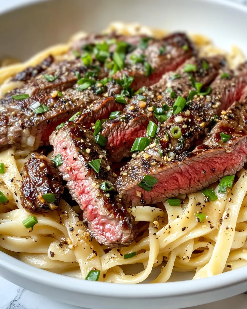 Delicious Garlic Butter Steak and Noodles shot