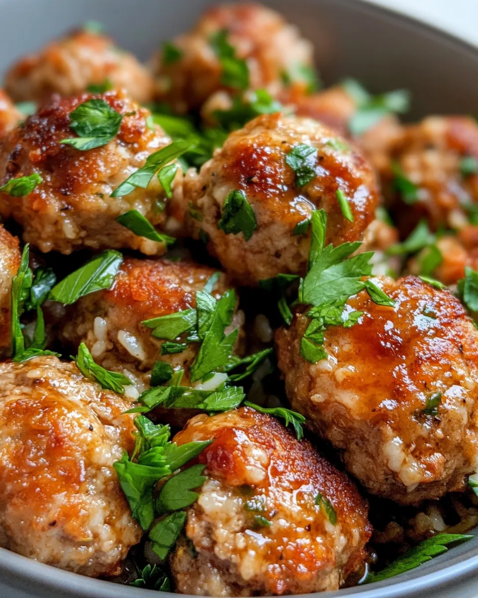 Homemade Garlic Butter Turkey Meatballs with Rice photo