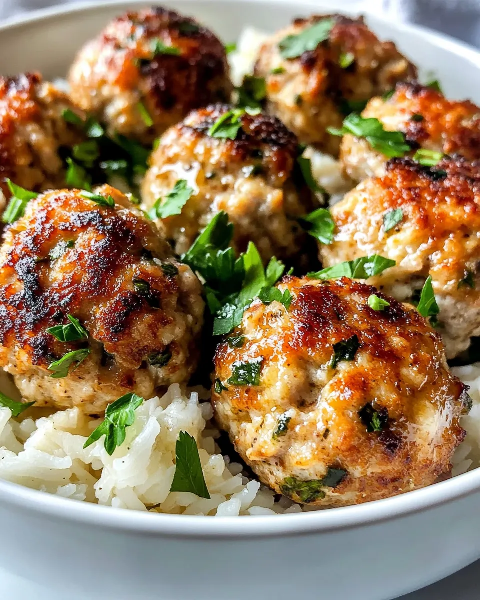 Classic Garlic Butter Turkey Meatballs with Rice recipe image