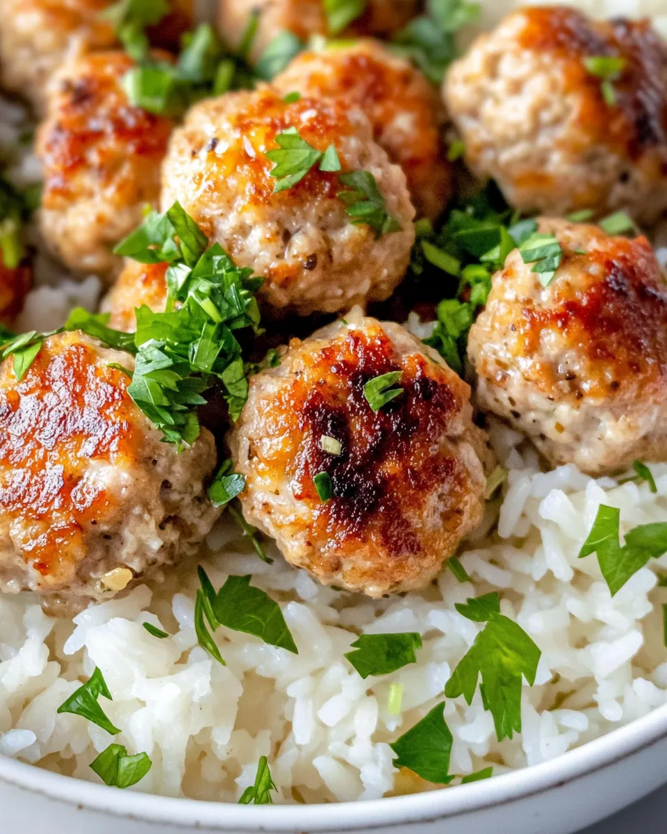 Easy Garlic Butter Turkey Meatballs with Rice dish photo