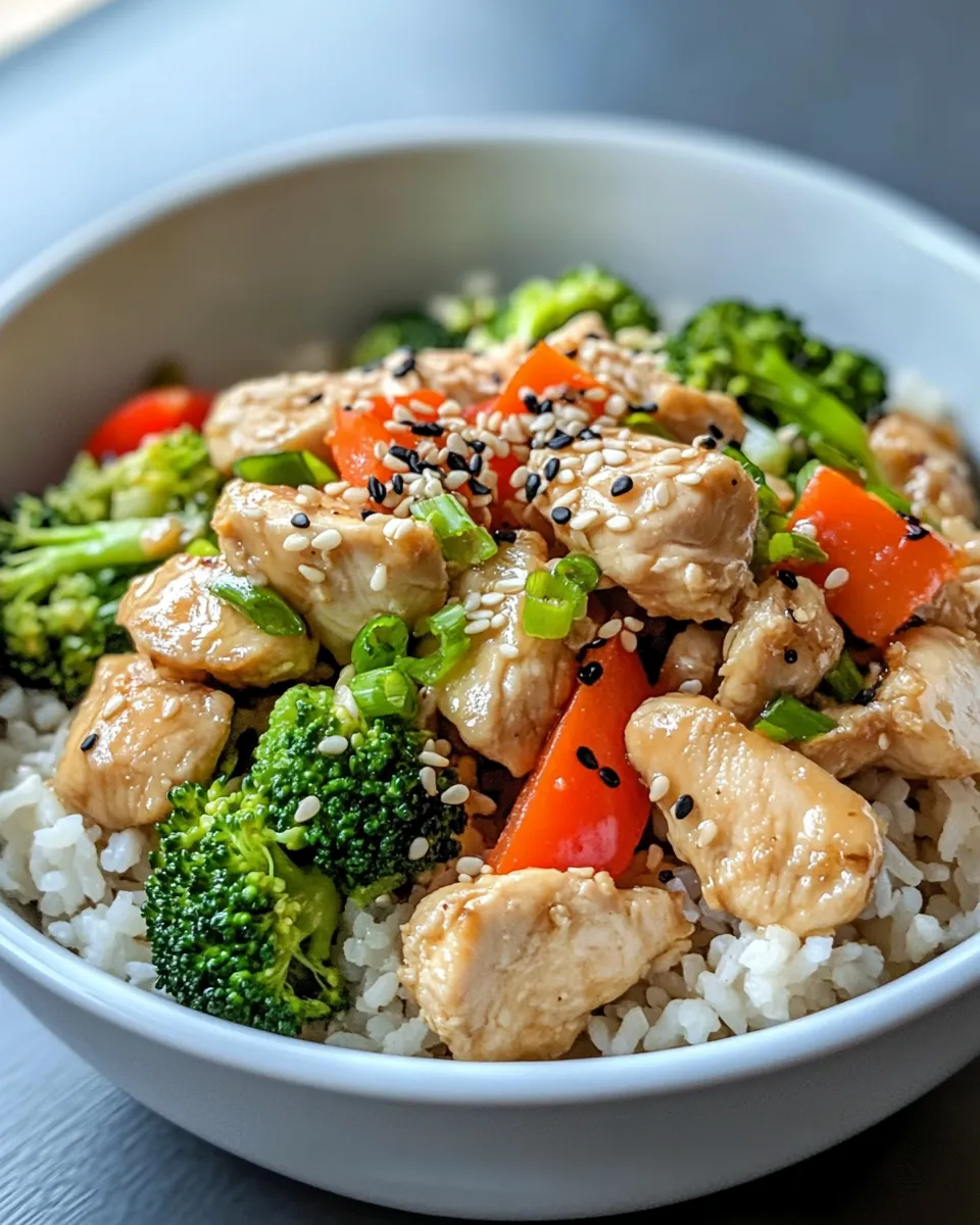 Healthy Garlic Ginger Chicken Rice Bowls food shot