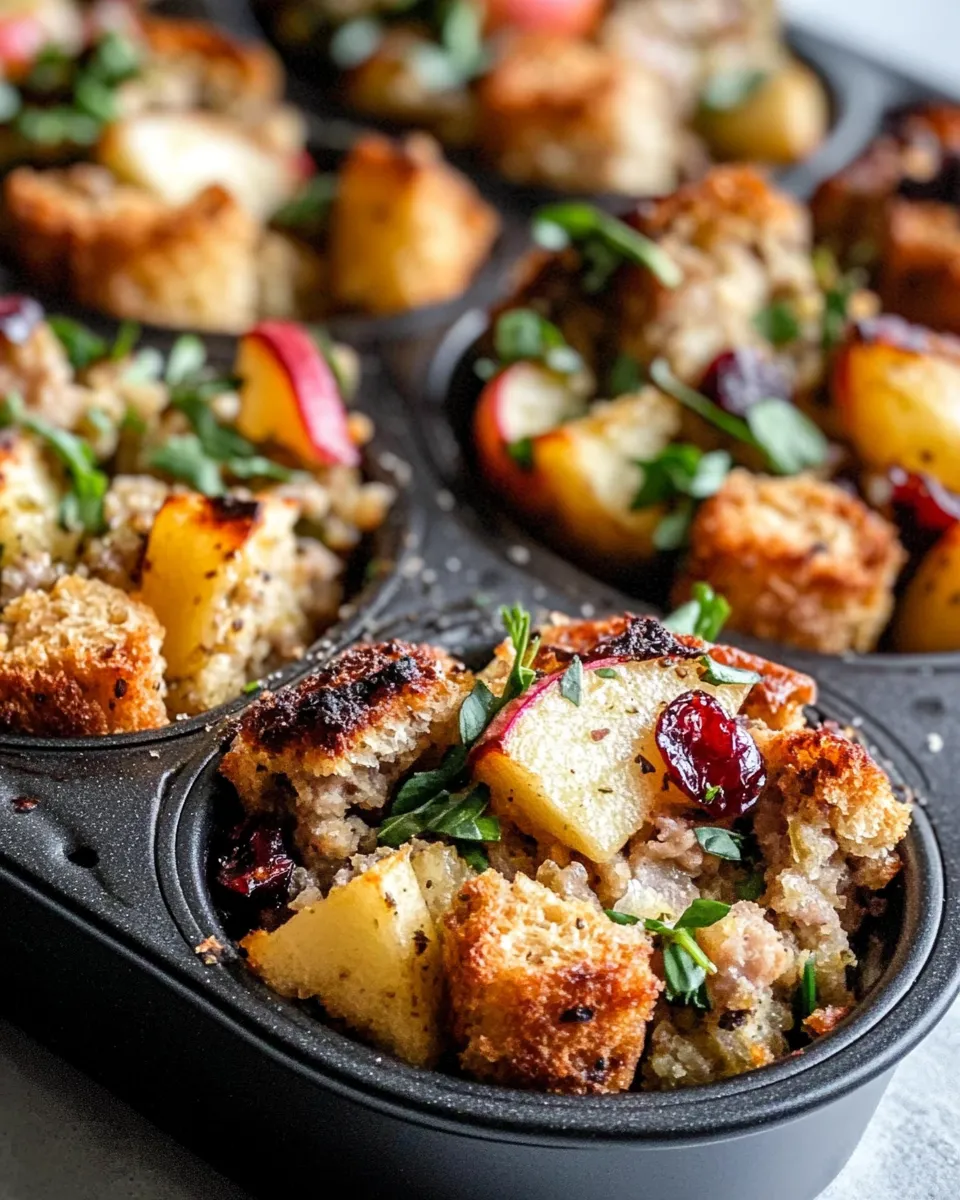 Delicious Harvest Apple Sausage Stuffing Cups plate image