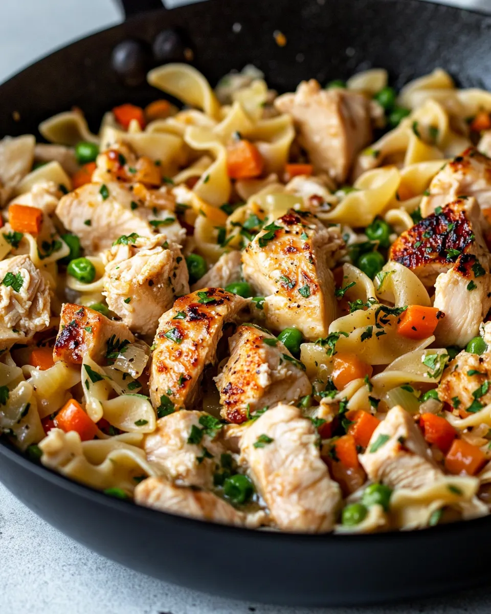 Delicious Homestyle Chicken and Noodles Skillet plate image