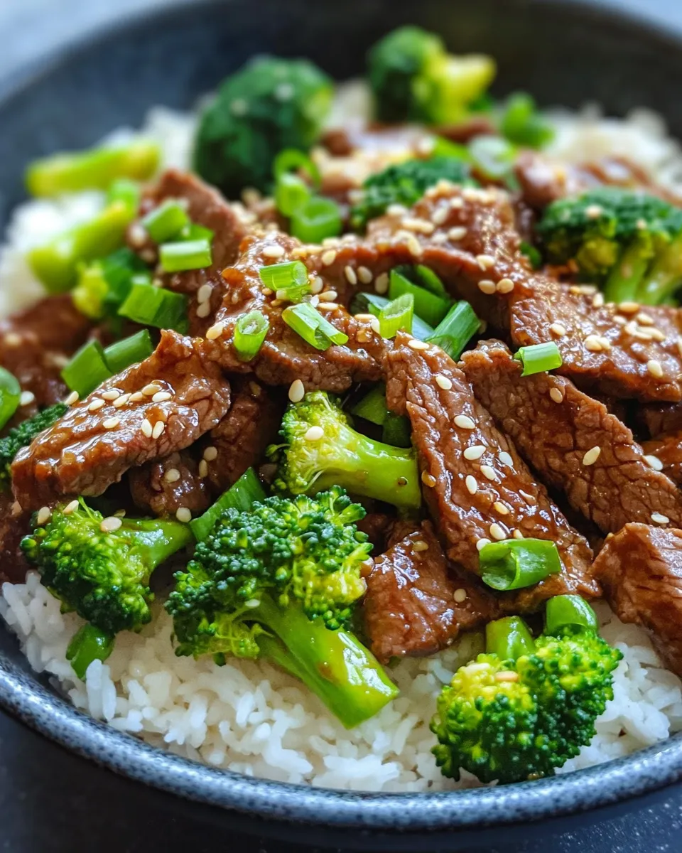 Easy Honey Garlic Beef and Broccoli with Rice food shot
