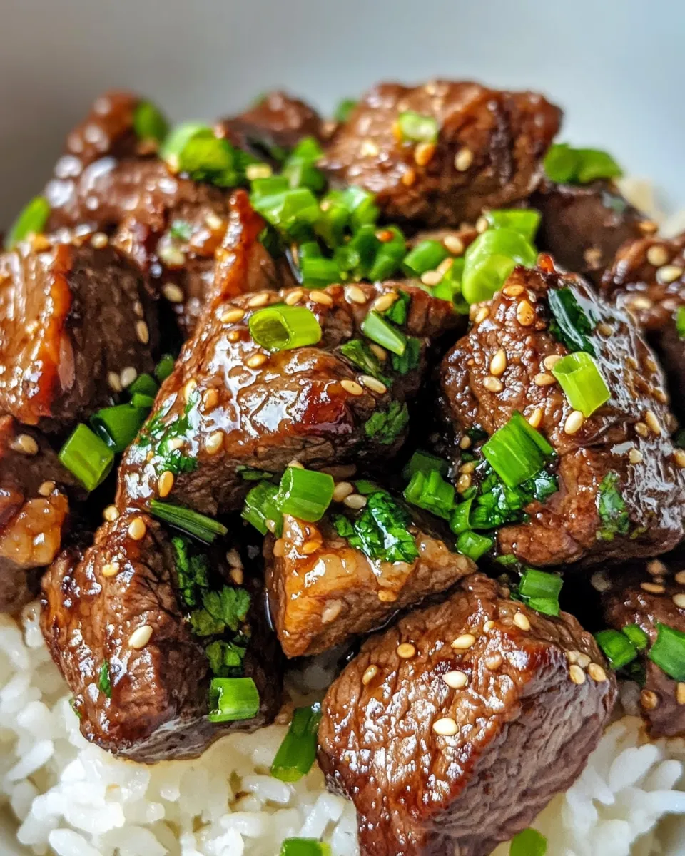 Homemade Honey Garlic Steak Bites with Rice recipe photo