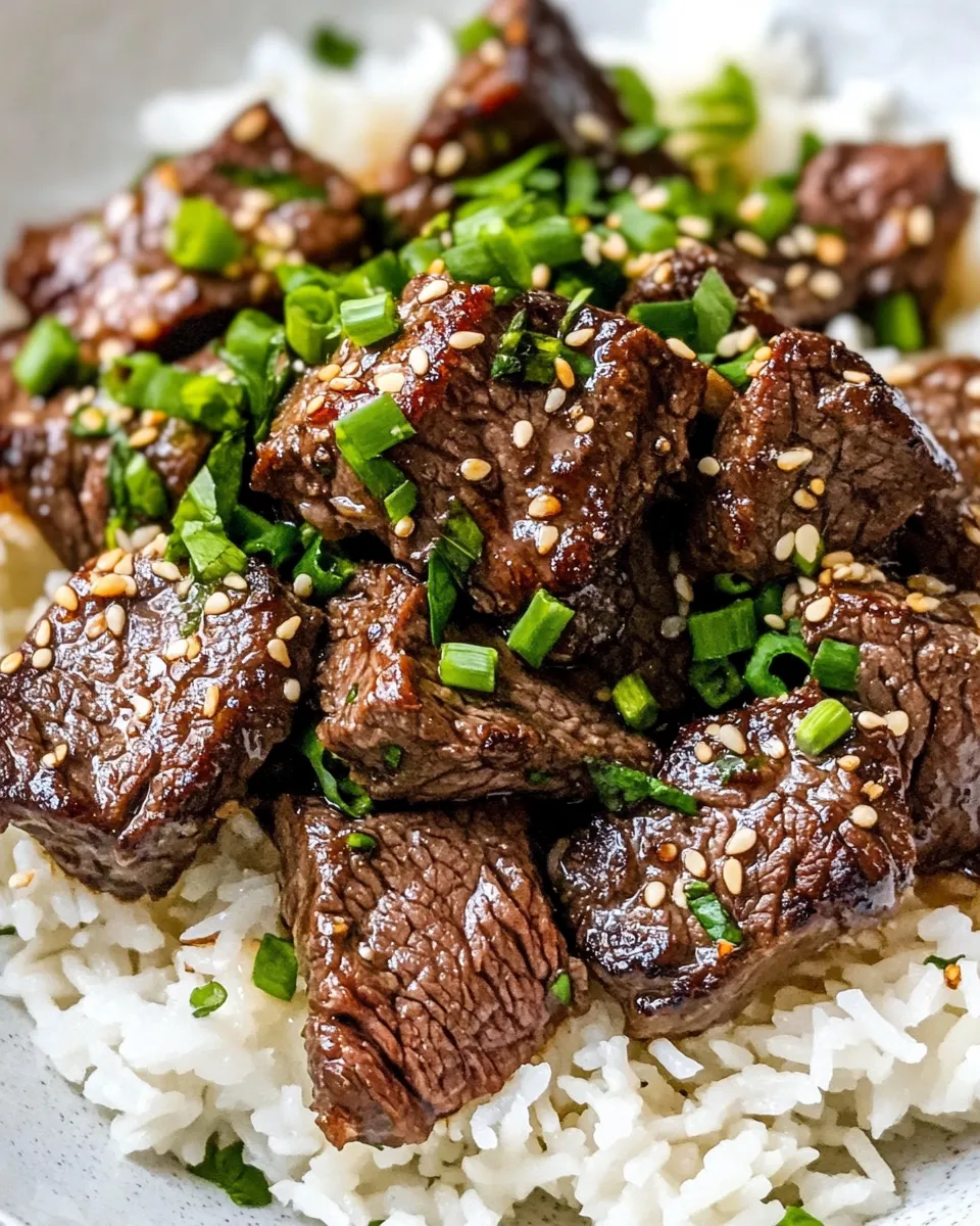 Classic Honey Garlic Steak Bites with Rice dish photo