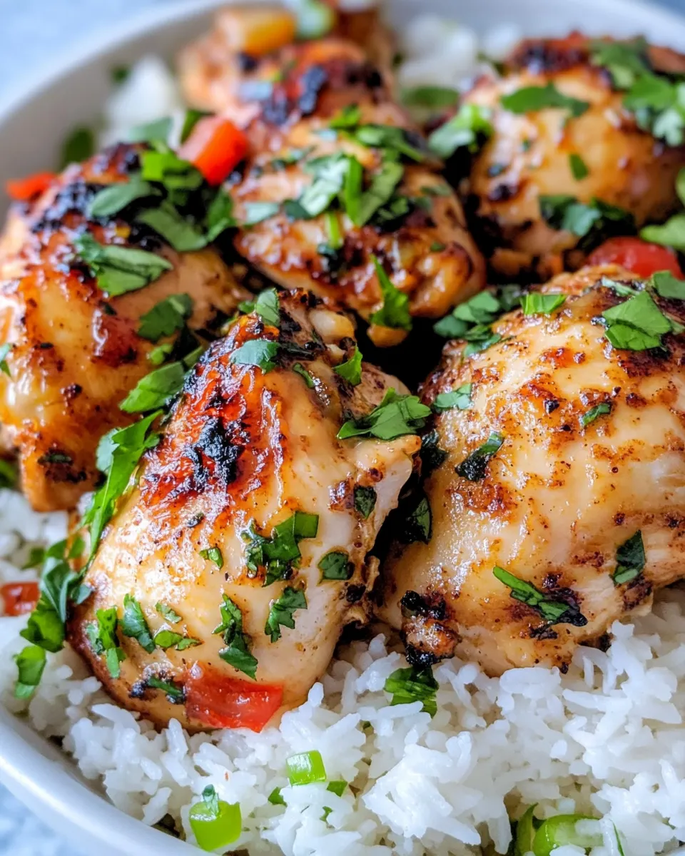 Classic Jamaican Brown Stew Chicken with Rice dish photo