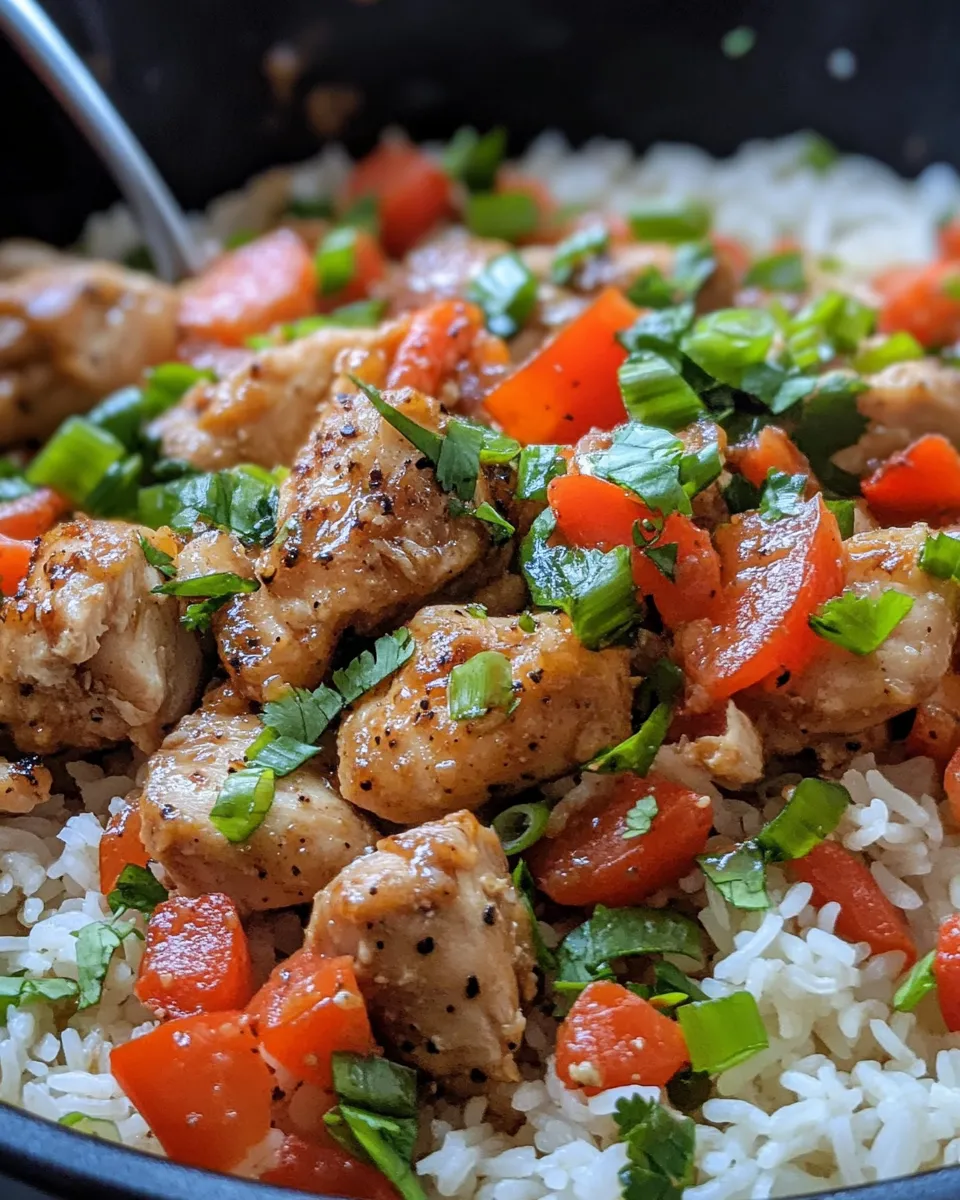 Easy Jamaican Brown Stew Chicken with Rice food shot