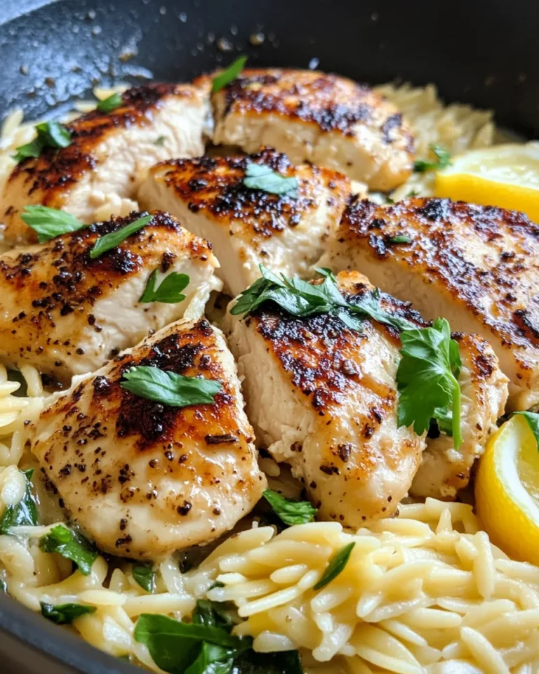 Homemade Lemon Butter Chicken Orzo dish photo