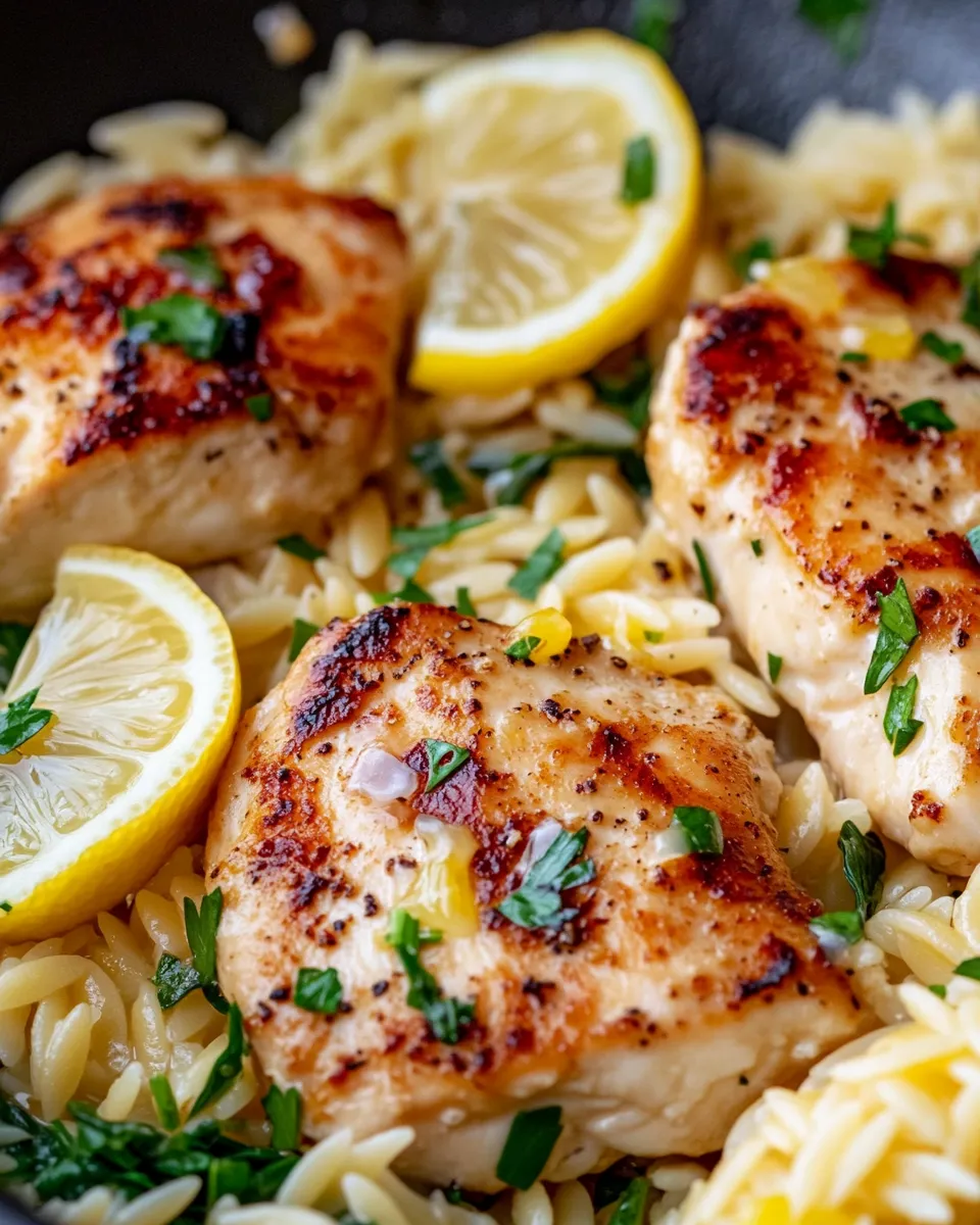 Easy Lemon Butter Chicken Orzo food shot