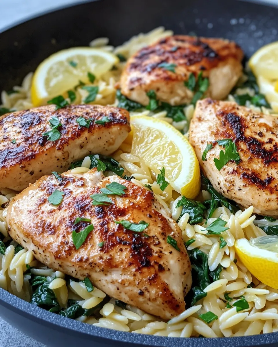 Delicious Lemon Butter Chicken Orzo plate image
