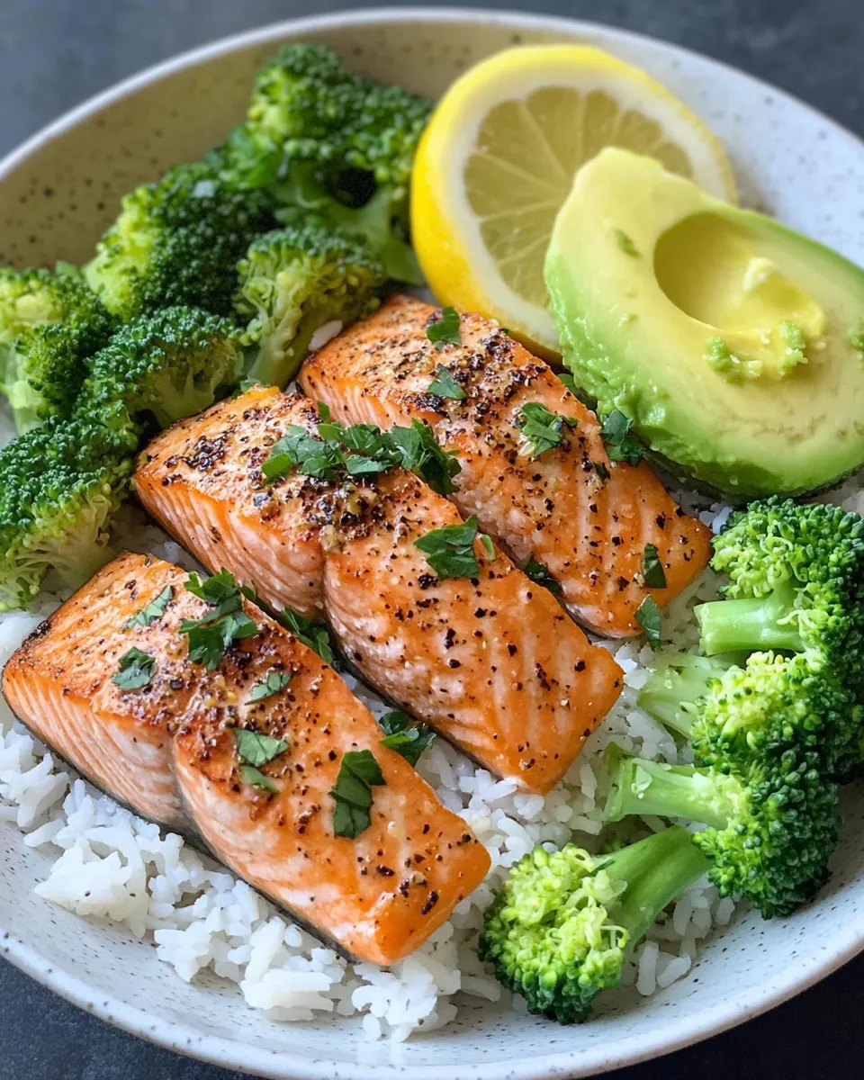 Delicious Lemon Pepper Salmon Rice Bowls dish photo