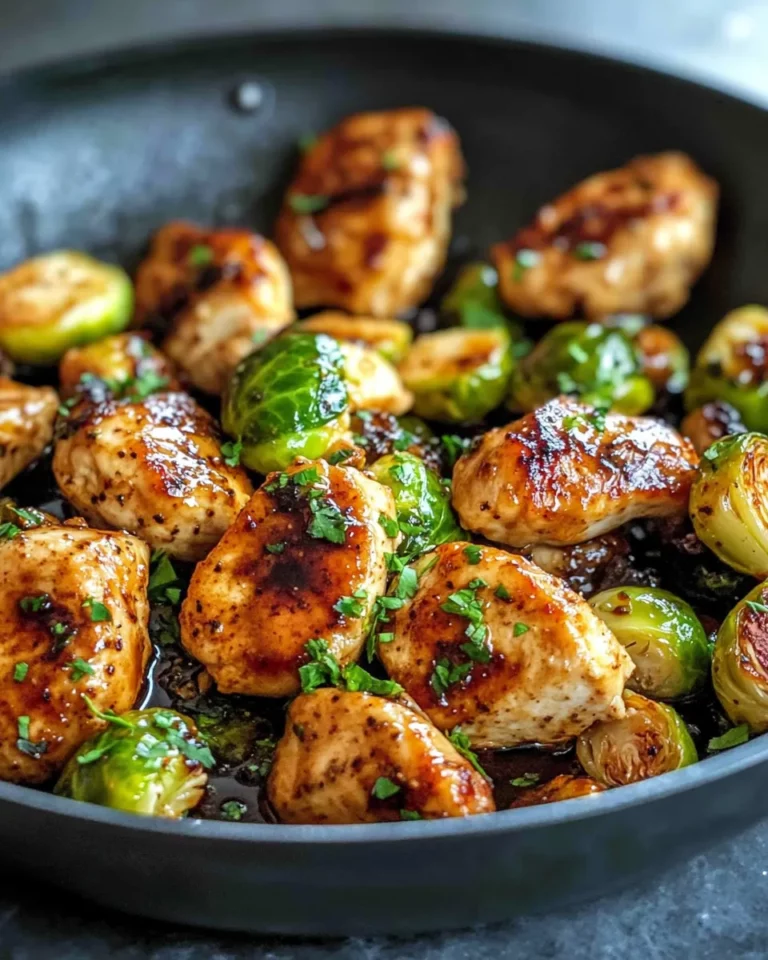 Homemade Maple Balsamic Chicken Brussels Skillet photo