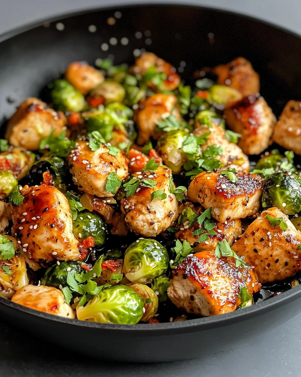 Delicious Maple Balsamic Chicken Brussels Skillet dish photo