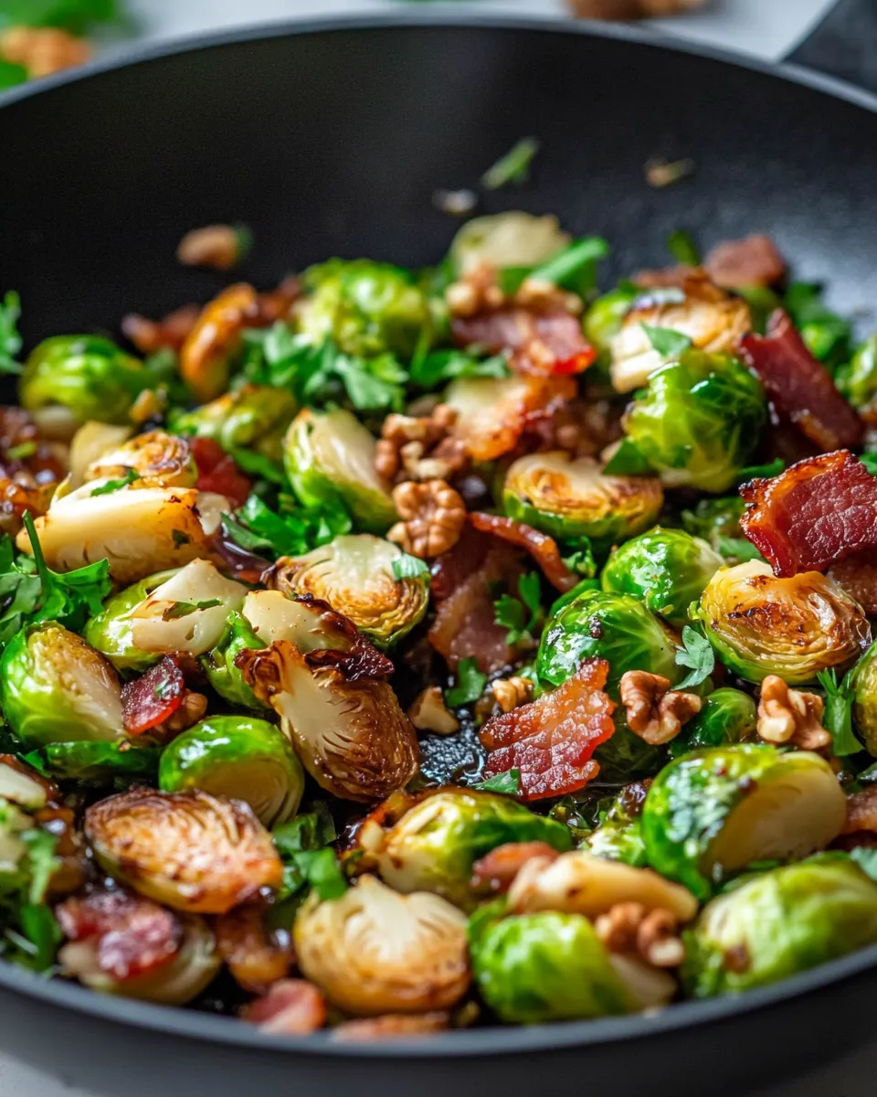 Easy Maple Turkey Bacon Brussels Skillet recipe photo
