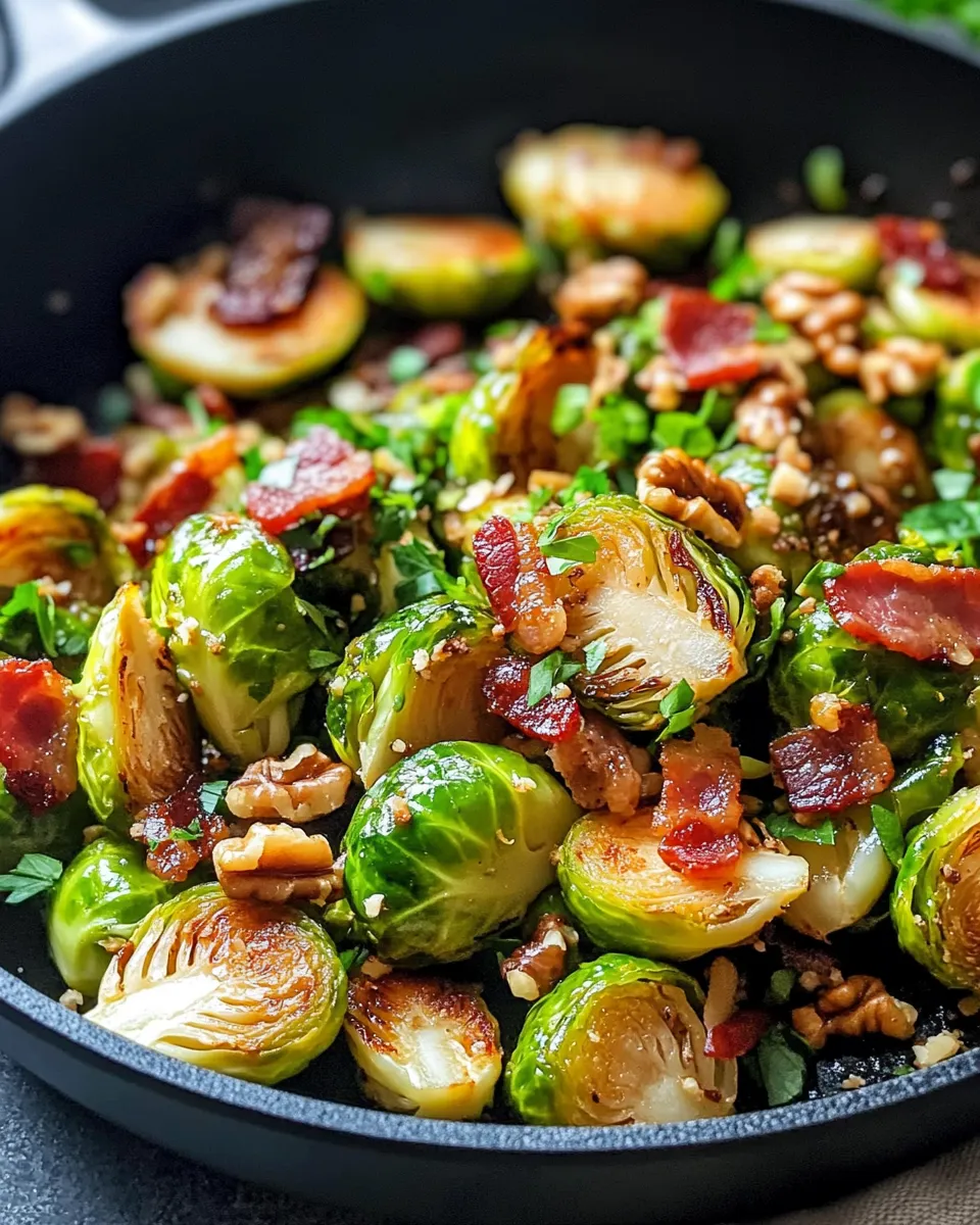 Delicious Maple Turkey Bacon Brussels Skillet dish photo
