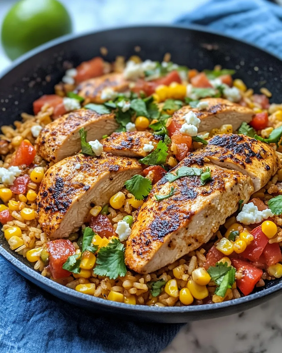 Homemade Mexican Street Corn Chicken Rice Skillet photo