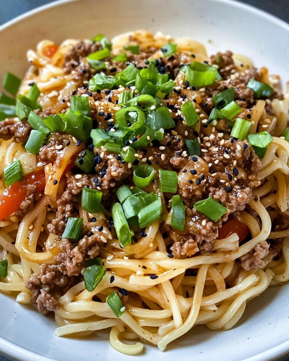 Homemade Mongolian Ground Beef Noodles recipe photo