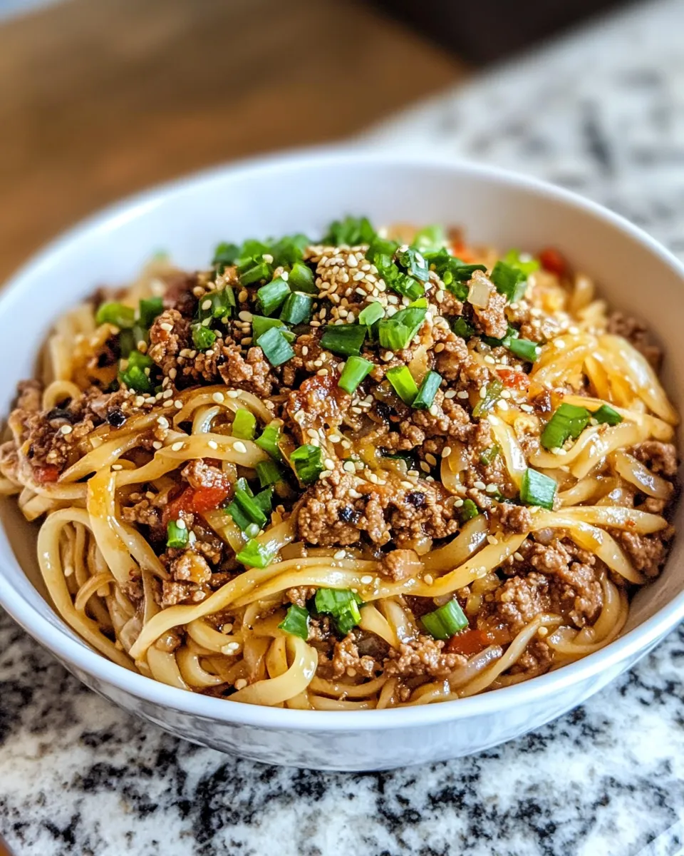 Classic Mongolian Ground Beef Noodles dish photo
