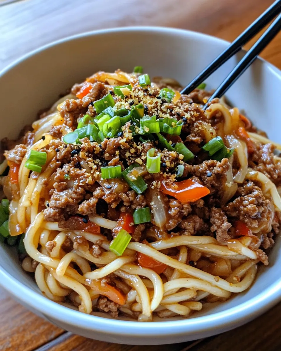 Delicious Mongolian Ground Beef Noodles picture