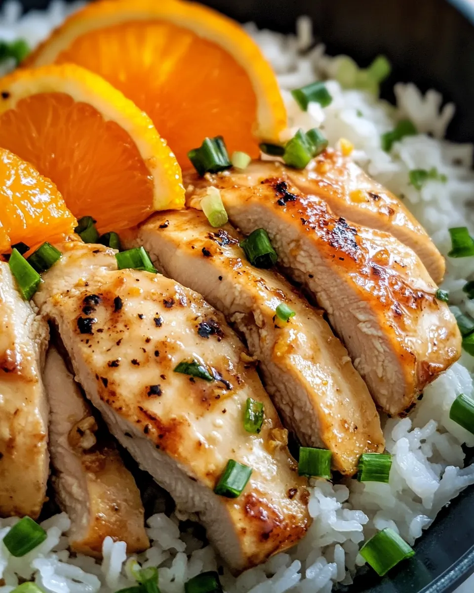 Delicious Orange Ginger Chicken Over Jasmine Rice dish photo