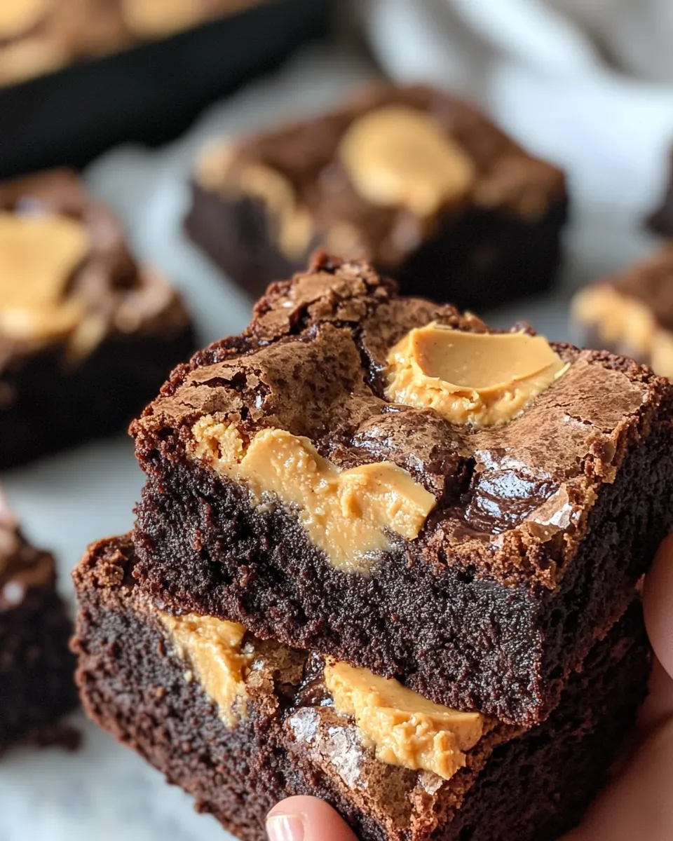 Easy Peanut Butter Swirl Brownies recipe photo