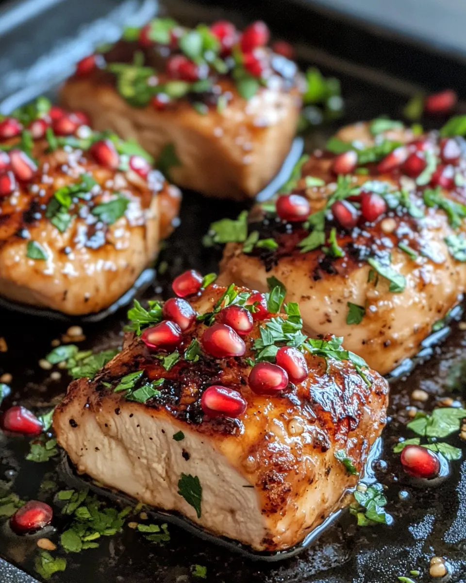 Simple Pomegranate Balsamic Glazed Chicken food shot