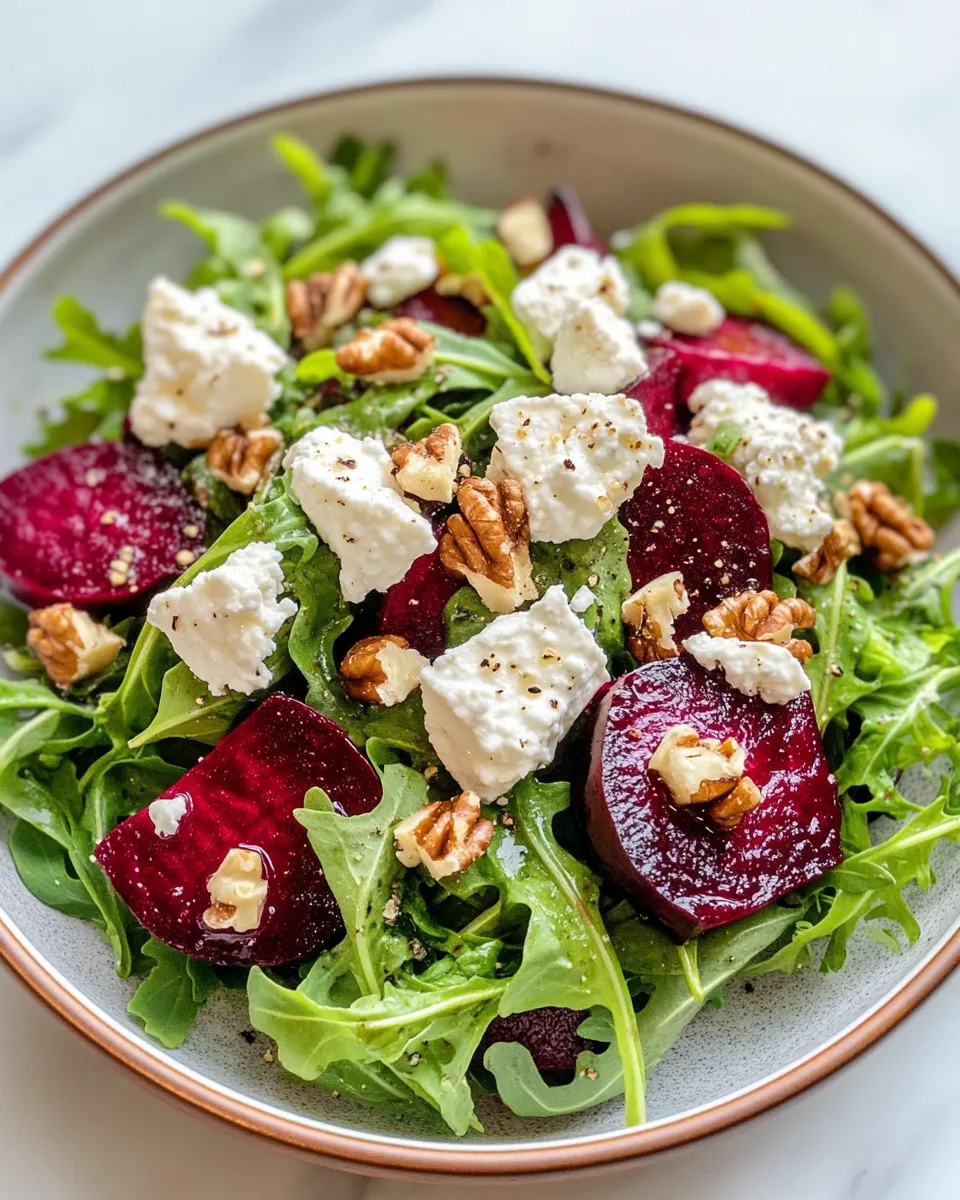 Classic Roasted Beet Goat Cheese Arugula Salad recipe photo