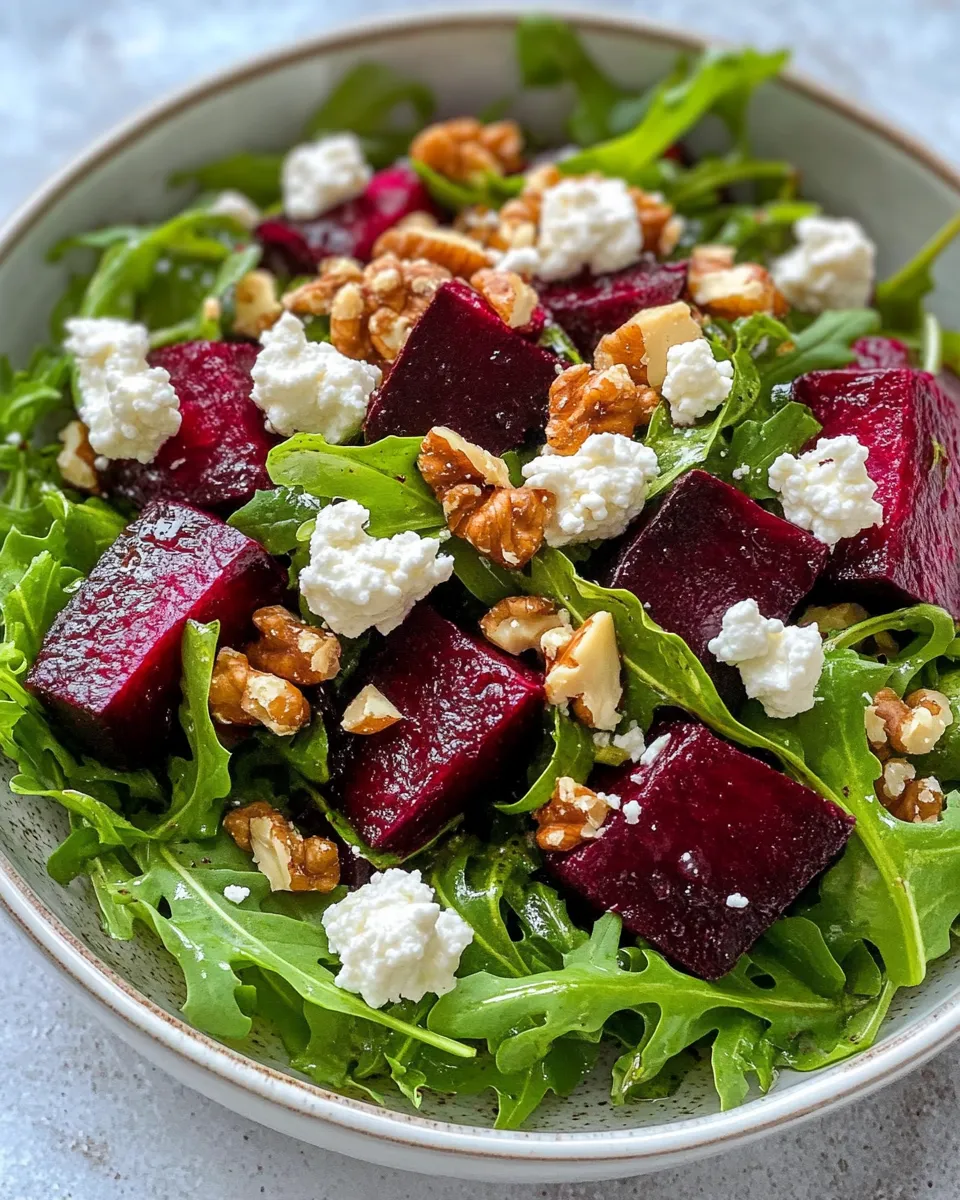 Easy Roasted Beet Goat Cheese Arugula Salad dish photo