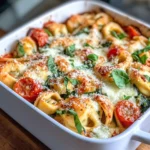 Homemade Roasted Garlic Tomato Tortellini Bake recipe photo