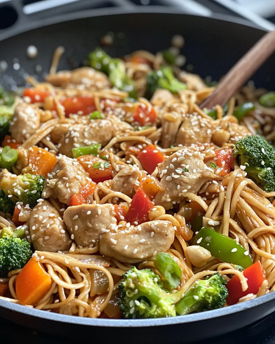 Easy Sesame Chicken Lo Mein food shot