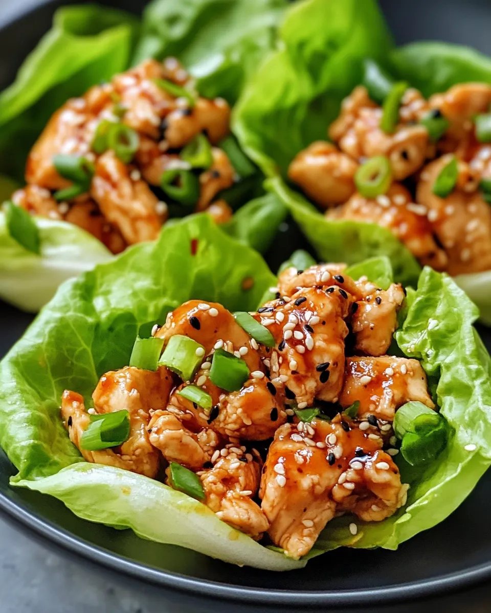 Delicious Sesame Ginger Chicken Lettuce Cups plate image